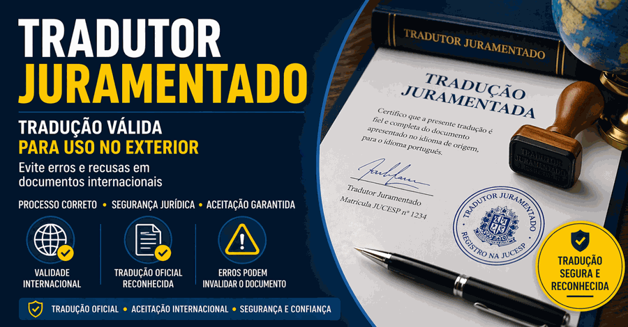 Tradutor juramentado validando documentos internacionais com validade legal no exterior